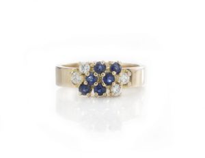 Chaumet Vintage Sapphire and Diamond Cluster Ring, 18ct Yellow Gold