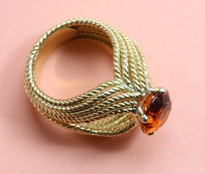 Boucheron Vintage Orange Garnet and 18ct Gold Cocktail Ring