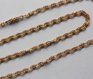 Antique Victorian 18ct Gold Fancy Link Long Chain Necklace