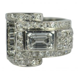 Vintage 2.45ct Diamond and Platinum Tank Dress Ring, Circa 1940s